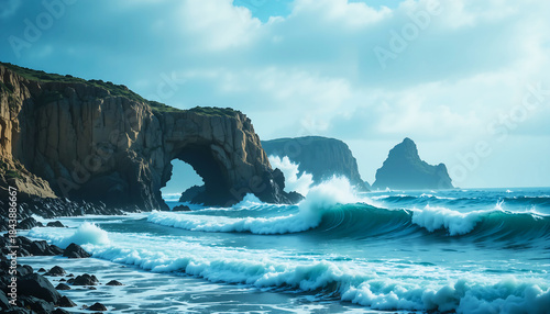 Fototapeta Naklejka Na Ścianę i Meble -  Coastal archway with waves
