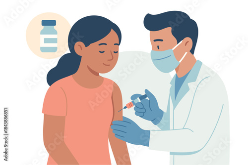 Healthcare worker administering vaccine to patient in medical setting