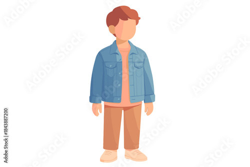 Stylish faceless character in denim jacket and casual outfit