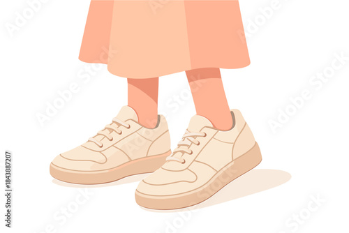 Casual footwear fashion: flat sneaker design with minimalist style