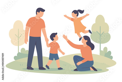 Family enjoying outdoor activities together in a park setting