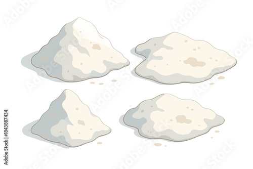 Realistic set of powder pile illustrations on soft background