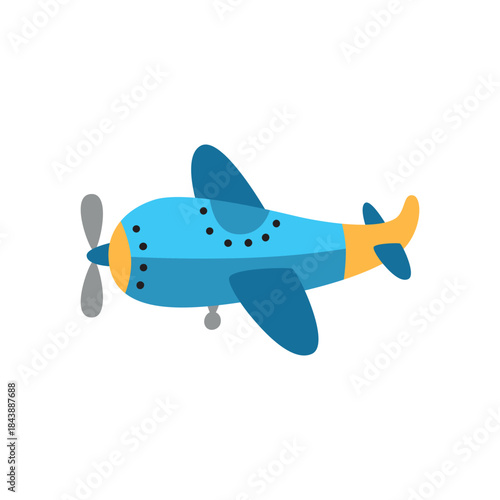 Colorful toy plane. Vector children toy. Airplane.