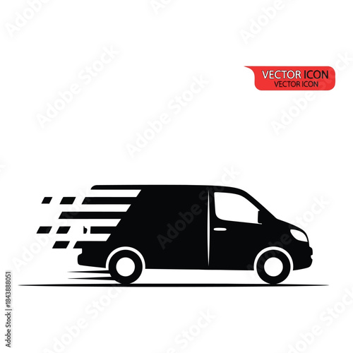 Fast delivery van moving quickly on road