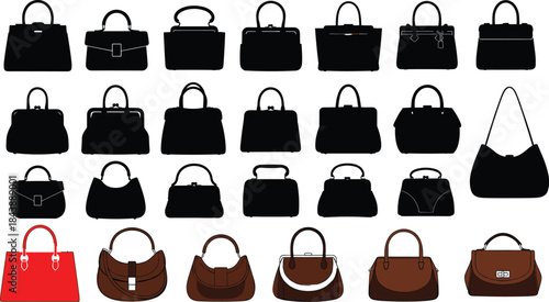 Mega Collection of Women's Formal Gown Silhouette Vector Set, Evening Dress, Wedding, Cocktail, and Prom Attire, Diverse Fashion Apparel Pack.