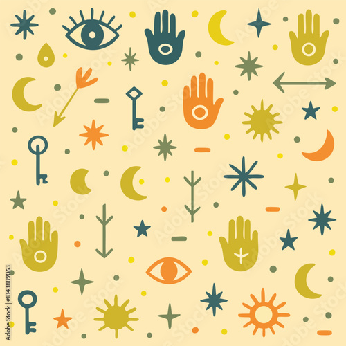 Celestial Cosmic Mystical Starry Stars Moon Ethereal Magic Moon Mysticism Spirituality Sun Symbol Spiritual Vector Print Design