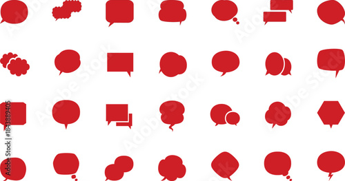  speech bubbles vector icons.Set of colorful blank empty speech bubbles for text, chatting, message box.
