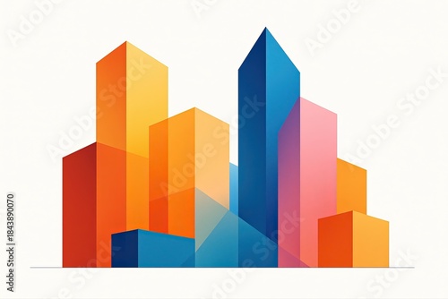 Vibrant Abstract Cityscape with Gradient Blocks