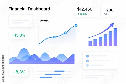 Financial Dashboard Overview with Growth Charts