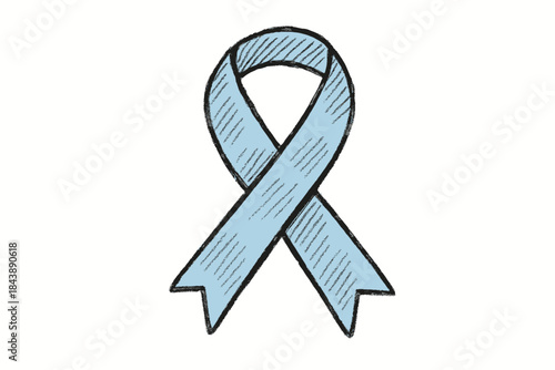 Hand drawn awareness ribbon in light blue for support causes