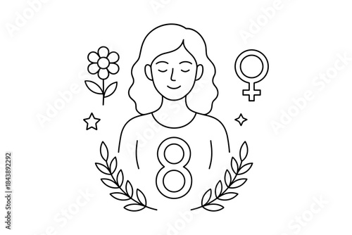 Minimalist celebration of international women's day with floral and feminist symbols