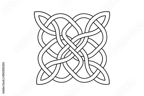 Intricate celtic knot with endless loop design in monochrome