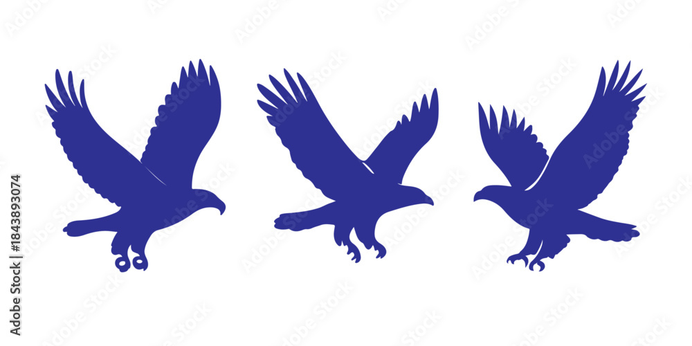 Obraz premium Flying Eagle Silhouette Set