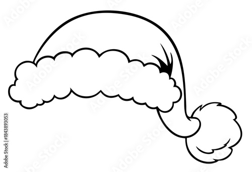 Santa Hat Outline Clipart – Christmas Black and White Santa Claus Cap