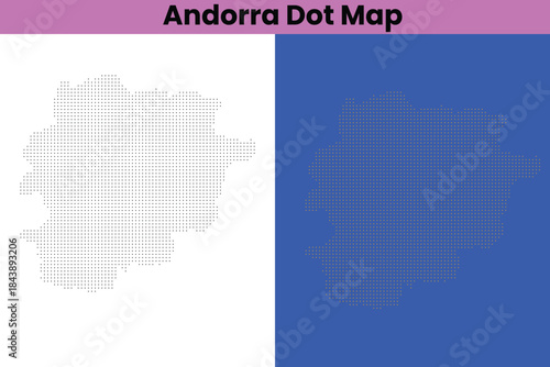 Andorra Dot Map Vector Illustration,Andorra Country Map with Dot Pattern Design
