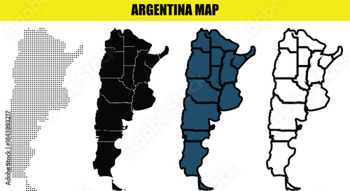 Argentina Geographic Map Made of Dots.Dotted Map of Argentina in Modern Style
