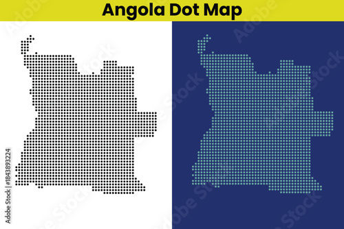 Angola Geographic Map Made of Dots. dot map