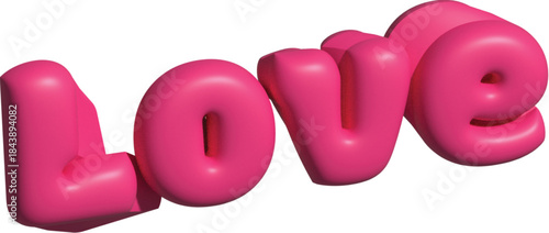 3d pink love word isolated on transparent background