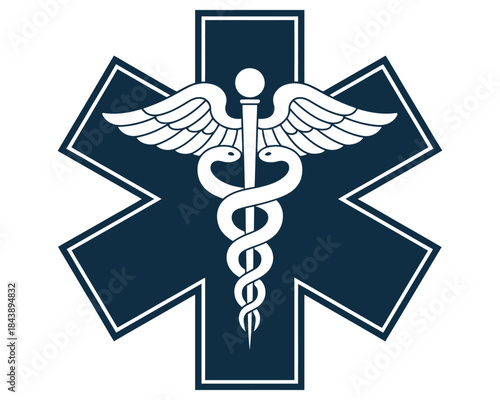 Essential medical emblem representing emergency services, critical healthcare response, urgent assistance, patient care, hospital and clinic identification, first aid, and medical support vector