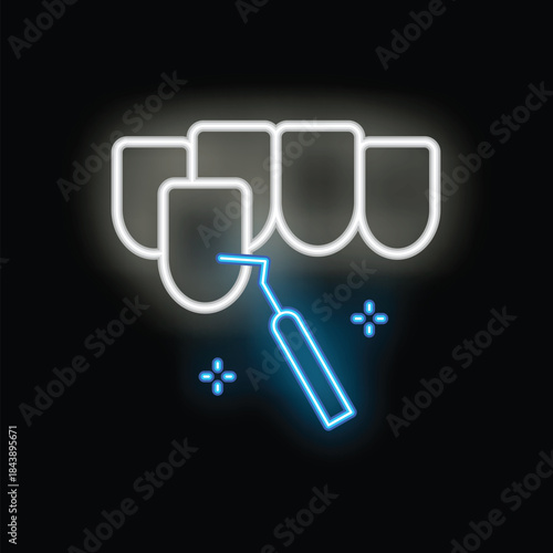 Neon sign representing a dental tool cleaning teeth, symbolizing the importance of oral hygiene
