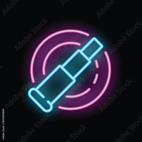 Neon sign of a handheld telescope, perfect for projects involving observation, discovery, and exploration