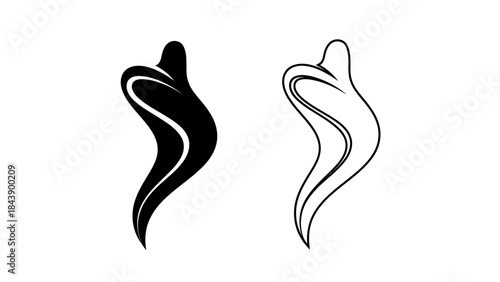Black and White Abstract Flame Shape Icon Side by Side fire symbol
