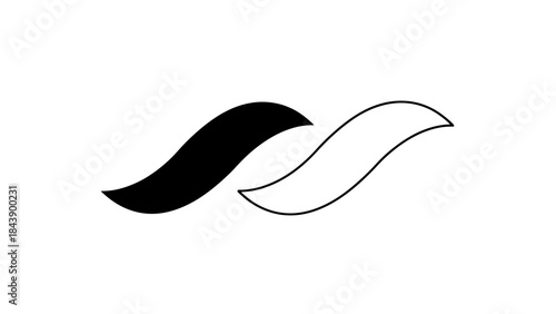 Black and white abstract wavy shapes overlapping on white background vector illustration