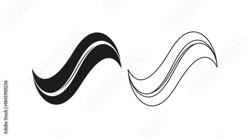 Black and White Abstract Wavy Line Shapes Side by Side Keywords: abstract, wavy, line, shape, design, graphic, art, symbol