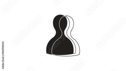 Black and white outline of a single abstract human figure with layered effect person silhouette