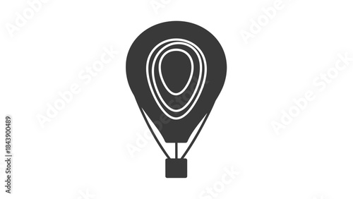 Hot Air Balloon Icon with Concentric Circles on White Background airship aircraft