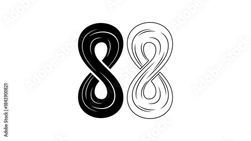 Two Infinity Symbols One Black Solid One White Outline loop endless