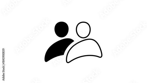 Two simple abstract human figures, one black and one white, side by side people silhouette