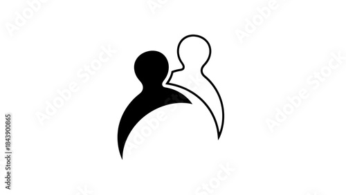 Two stylized human figures in black and white facing each other Keywords: people, figures, human, silhouette, icon, symbol