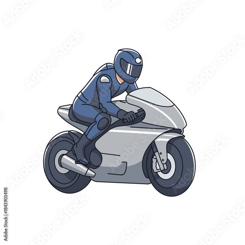 Rider's silhouette poised for speed on powerful motorcycle illustration creating dynamic energy