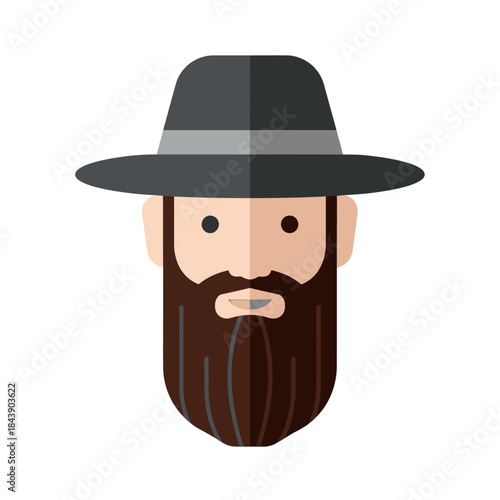 Stylized bearded man with hat icon portraying simplicity and anonymity through vector graphics