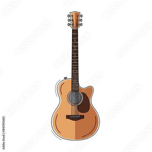 Acoustic guitar illustration showcasing musical instrument design and craftsmanship style acoustic
