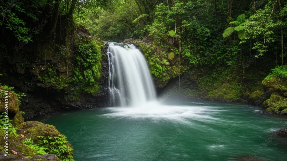 Obraz premium Tropical Rainforest Waterfall Natural Pool Nature