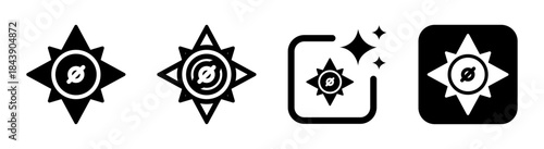 Star compass icon symbolizing navigation and directional positioning in a clean vector illustration on a transparent background