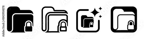 Lock folder icon representing cybersecurity and file protection in a secure data storage concept shown as a clean vector illustration on a transparent background