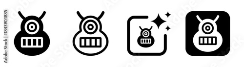 Alien icon with scary face mask and ghost themed design in black transparent vector illustration