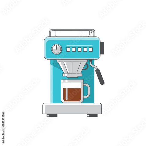 Stylish aqua espresso machine illustration presenting a modern aesthetic and functionality