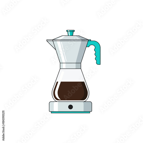 Elegant moka pot illustration displaying simplicity in coffee brewing technique
