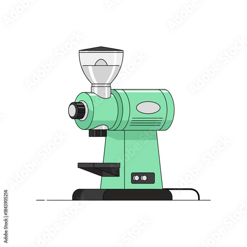 Delightfully Detailed Light Green Coffee Grinder Illustration for Culinary and Design Projects