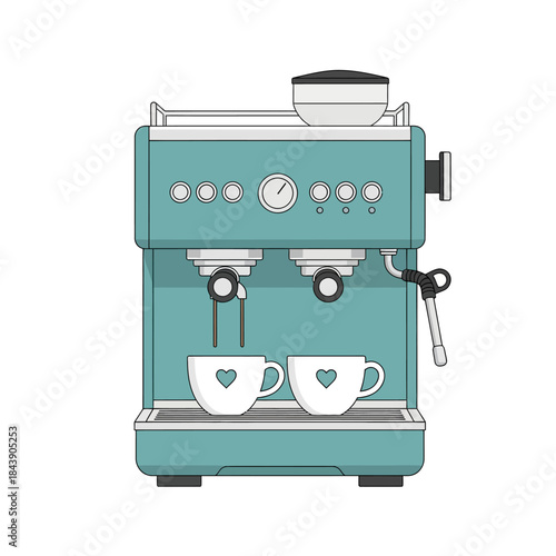 Elegant turquoise espresso machine crafting love infused coffee for moments of happiness