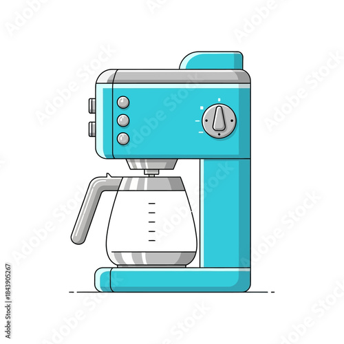 Stylish turquoise coffee maker with sleek design and retro aesthetic for morning brewing