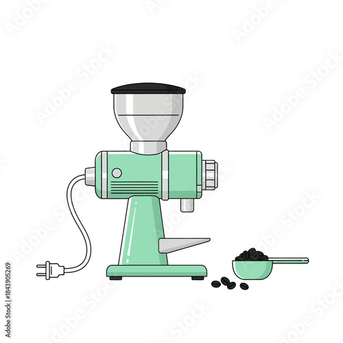 Mint Coffee Grinder Elegance: A Nostalgic Kitchen Still Life with Freshly Ground Beans