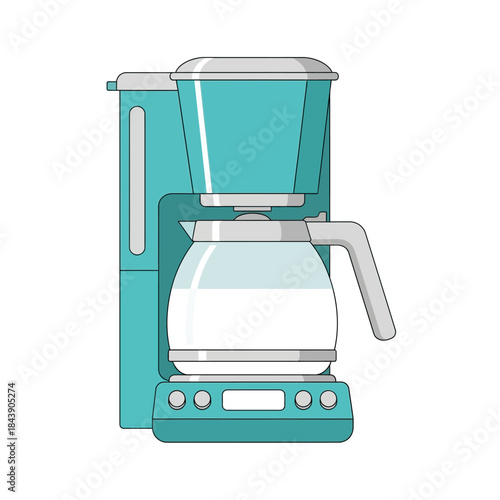 Stylish teal coffee maker illustration showcasing modern kitchen appliance design