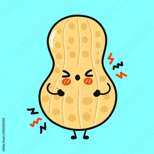 Peanut cartoon character feeling pain or stress