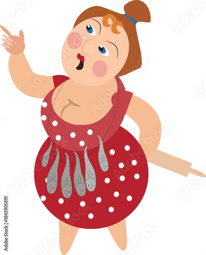 A fishmonger from Odessa, vector illustration for a postcard, book, or website