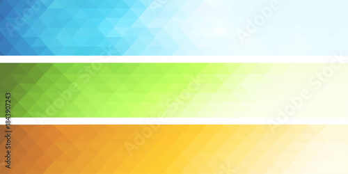 Abstract set of colorful web banners with bright green and blue wave line patterns for spring business card design illustration